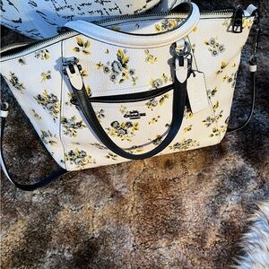 Coach Floral White, Yellow and Black Women's Bag